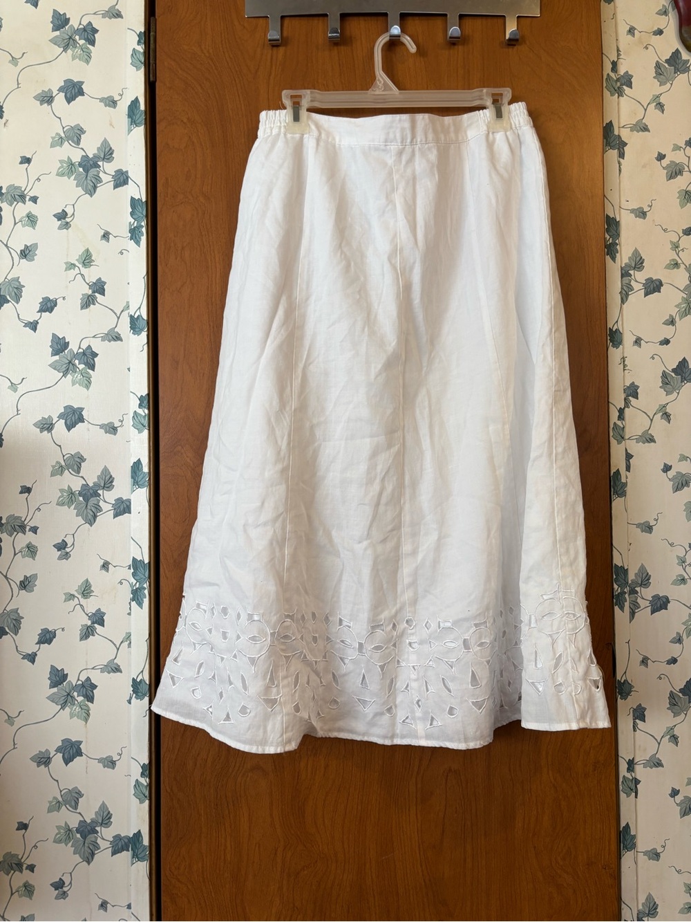 LINO USA White Eyelet Hem A-Line Women's Skirt